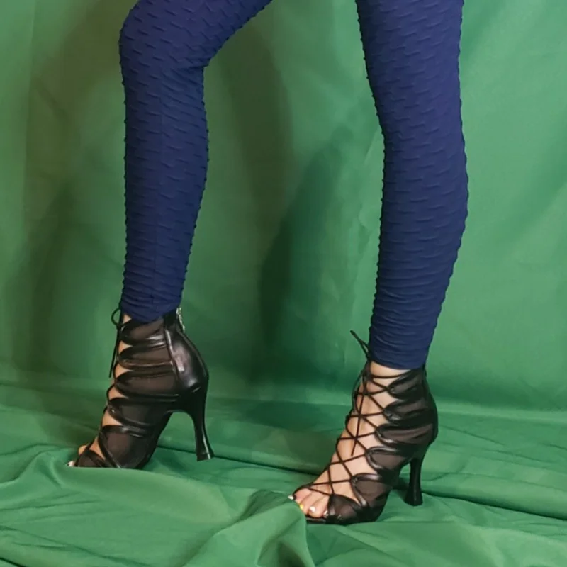 Black Leather Dance Booties Bachata Latin Salsa Dance Social Party Latin Ballroom Dance Shoes 2022 Zapatos de baile Dance Shoes