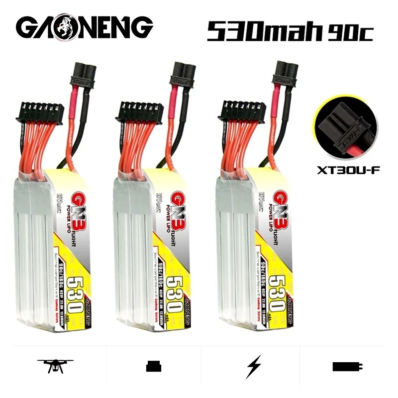 1-5 шт. Gaoneng GNB 6S 530 мАч 90C/180C HV 22,8 в Улучшенная LiPo батарея XT30U-F вилка для радиоуправляемого квадрокоптера FPV гоночного дрона запчасти