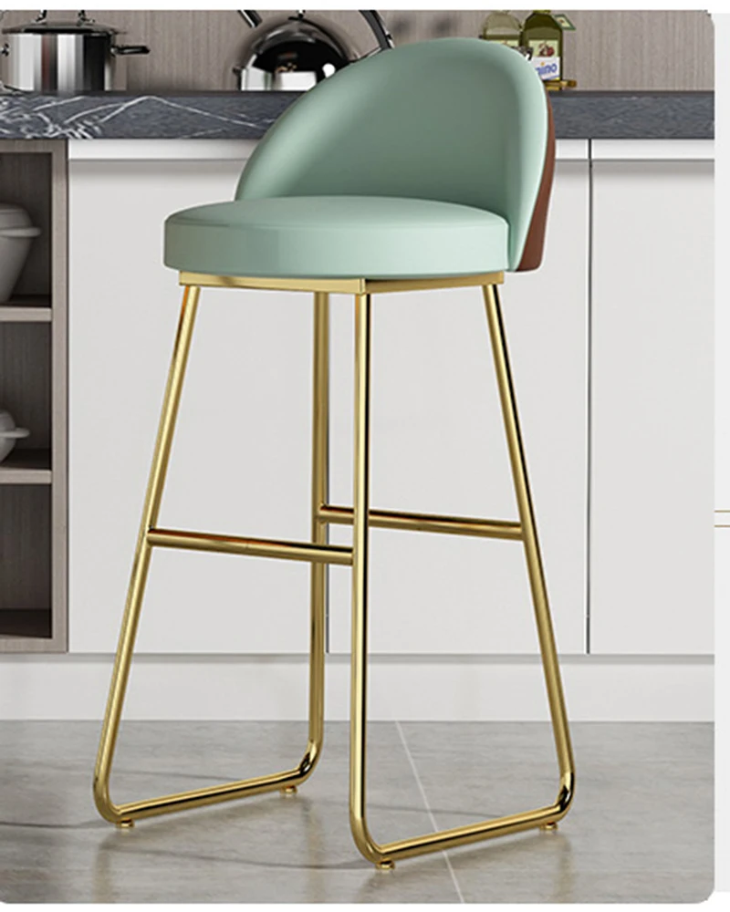 Modern Bar Chair Nordic Luxury Kitchen Metal High Stool Simple Leather Dining Soft Stools Home Furniture Chairs images - 6