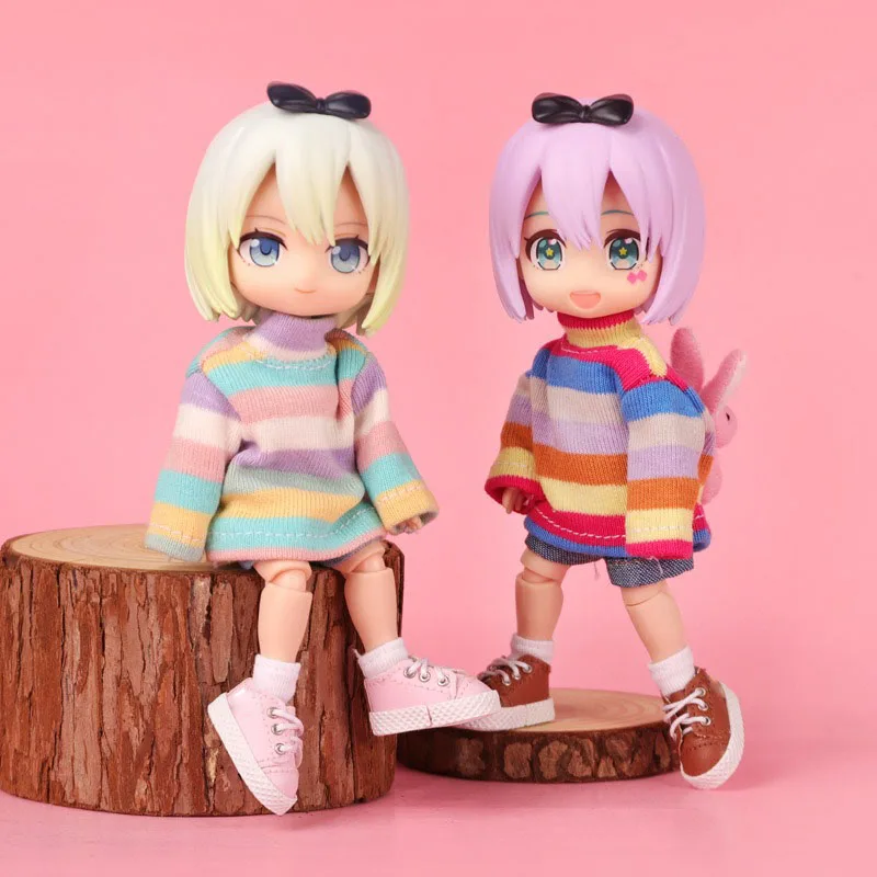 OB11 детская одежда Радужная Длинная толстовка 1/12 BJD G кукла аксессуары для