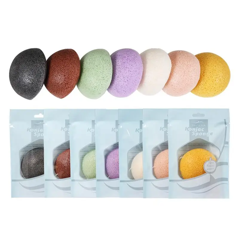 

3pcs Konjac Sponges Environmentally Friendly Wash Face Flutter Natural Facial Care Sponges Wash Cleansing Sponge Puffs