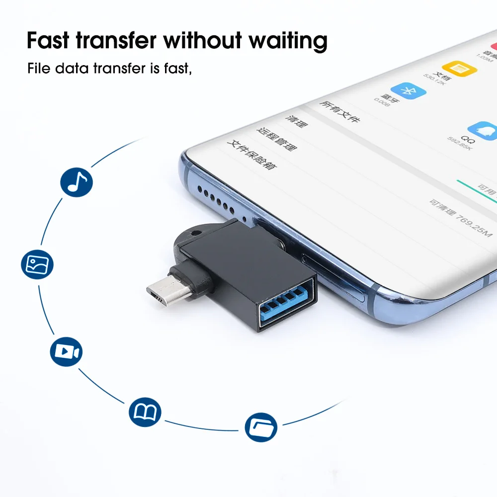 Адаптер OTG 2 в 1 переходник с USB 3 0 мама на Micro Type C папа адаптер для синхронизации