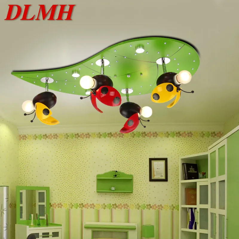 

DLMH Children's Ladybug Ceiling Lamp LED Creative Cartoon Light For Home Kids Room Kindergarten With Remote Control
