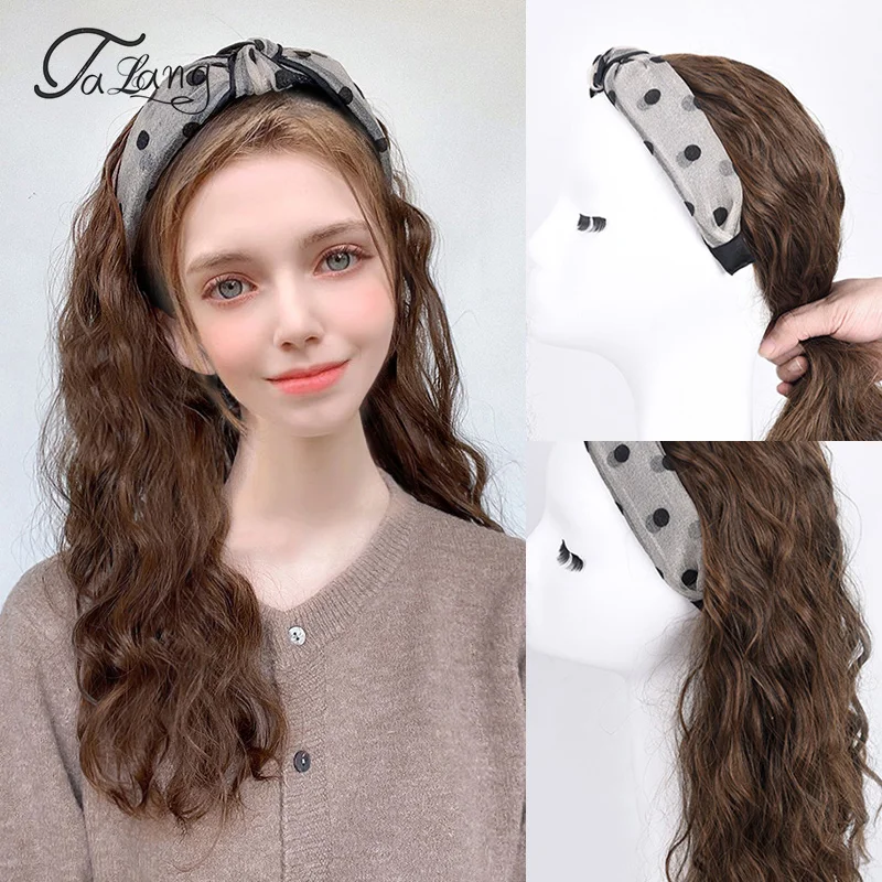 LATANG Synthetic Half Head Wig Long Wave Curly/Straight Wig With Hair Band Korean Style Natural Fake Fluffy Hair Extens