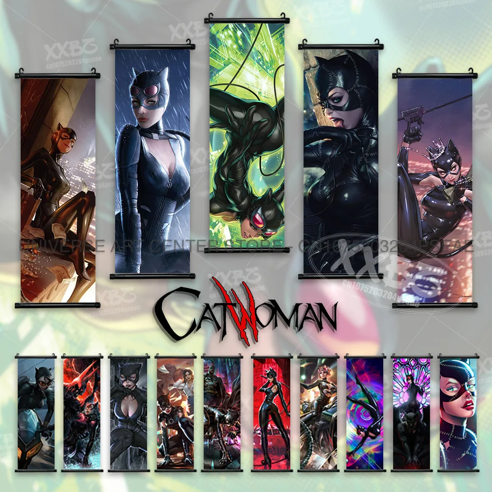 Catwoman Poster Selina Kyle Hängende Malerei Batman Home Decor Sexy Filmfiguren Schriftrollen Bild Justice League Wandkunstwerk