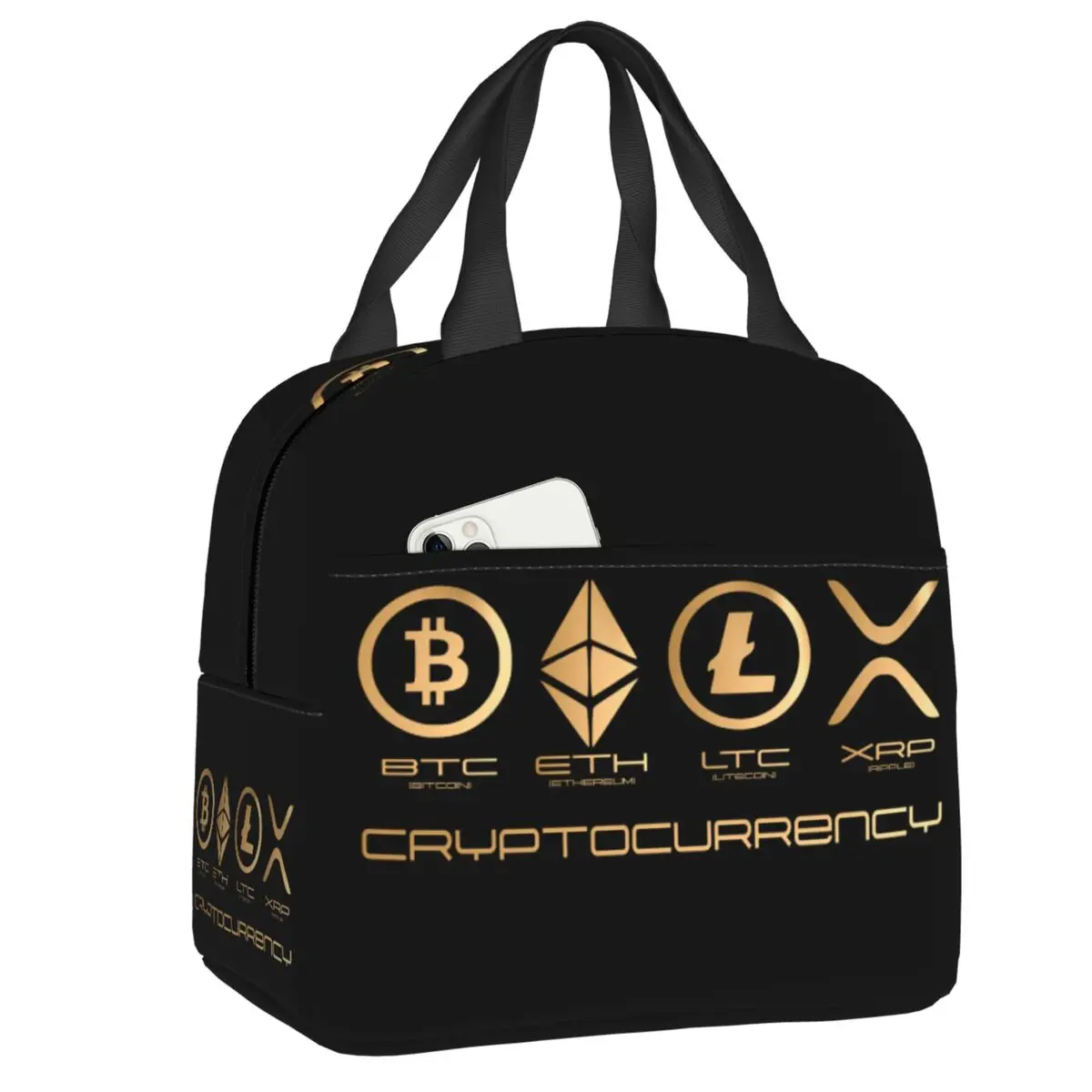 

Ripple XRP Bitcoin Lunch Bag for Women Crypto Currency Thermal Cooler Insulated Bento Box Camping Travel Picnic Food Bags