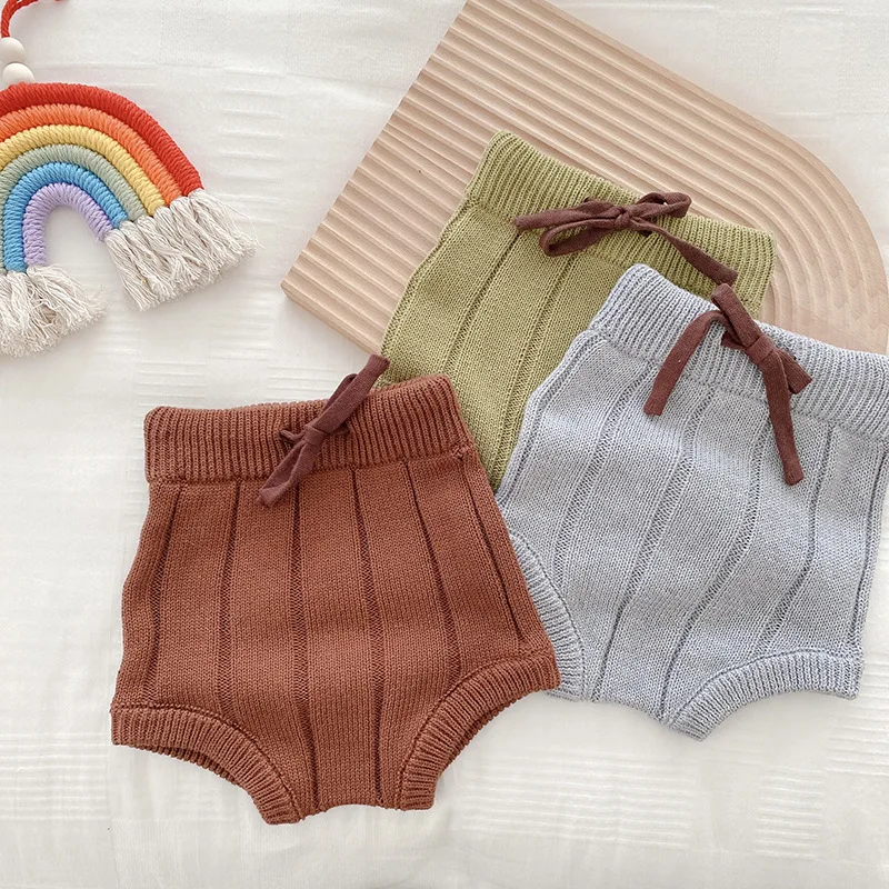 Knitting Baby Bloomer Shorts Autumn Knitted Newborn Baby PP Pants Cotton Infant Girl Shorts Casual Korean Toddler Shorts For Boy