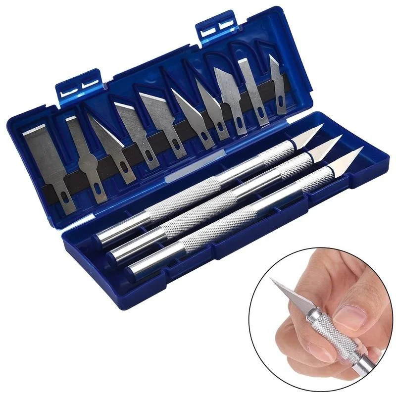 DIY Art Hobby Repair Set 13Pcs Carving Knife Craft Sculpture Paper Cutting Blade Precision Engraving Cutter Non-Slip Hand Tool