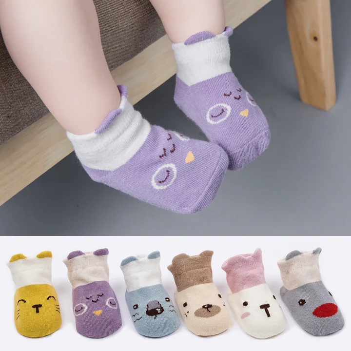 6 Pairs/Lot 0 To 2 Year Baby Socks Spring Summer Cute Cartoon Low Cut Socks for Newborns Infant Boy Girl Anti-slip Cotton Socks