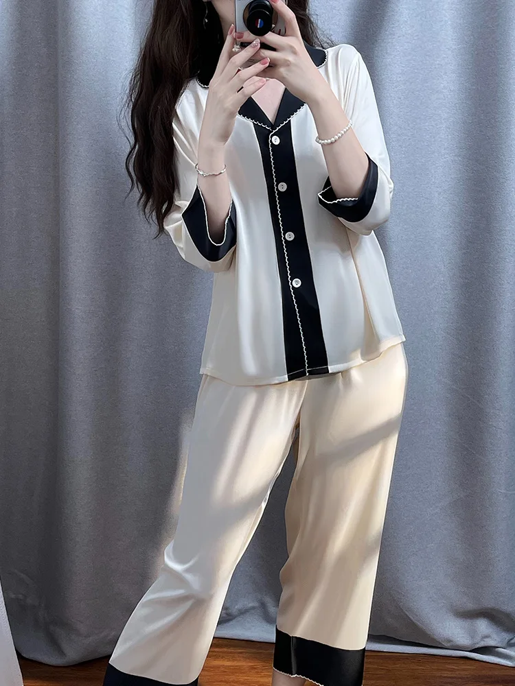 Легкие роскошные французские изящные пижамы для женщин на весну и осень лето