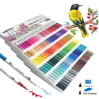 watercolor art markers brush pen dual tip fineliner drawing for calligraphy painting 12486072100132 colors set art supplies