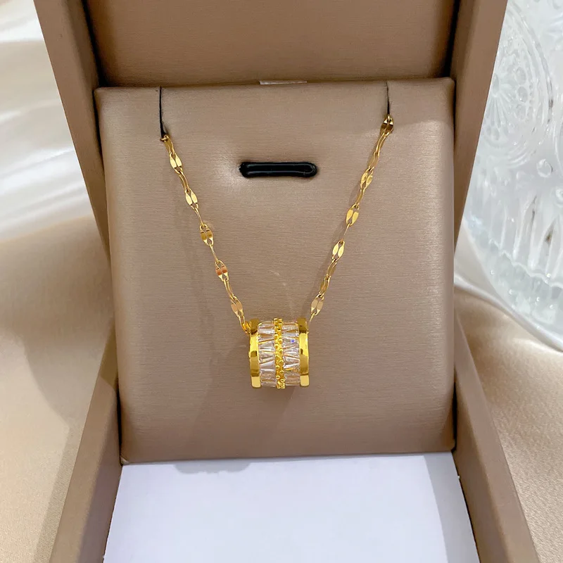 

Korean Fashion y2k Lucky Crystal Pendant Necklace for Women Stainless Steel Chokers Necklaces Sexy Accessories free shipping