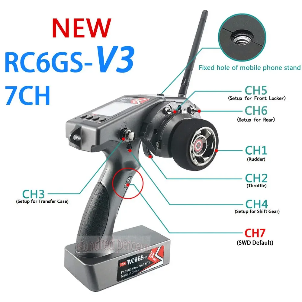 Radiolink RC6GS V3 2.4G 7-канальный радиопередатчик и гироскопический приемник R7FG Новое