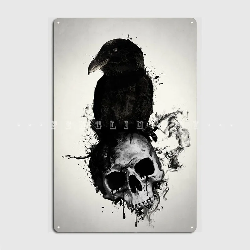 

Ворон и череп, металлический знак, кинотеатр, гостиная, кинотеатр, дизайнерский Настенный декор, жестяной знак, плакат