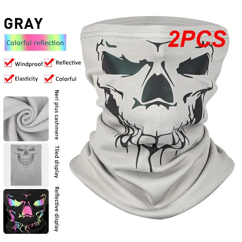 

2PCS Skull Face Mask Outdoor Riding Mask Ski Skull Half Face Mask Ghost Scarf Multi Use Neck Warmer Winter Plus Cashmere