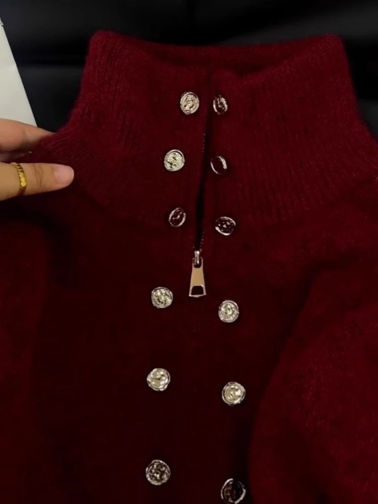 Роскошный пушистый вязаный кардиган дизайнерский двубортный свитер пальто