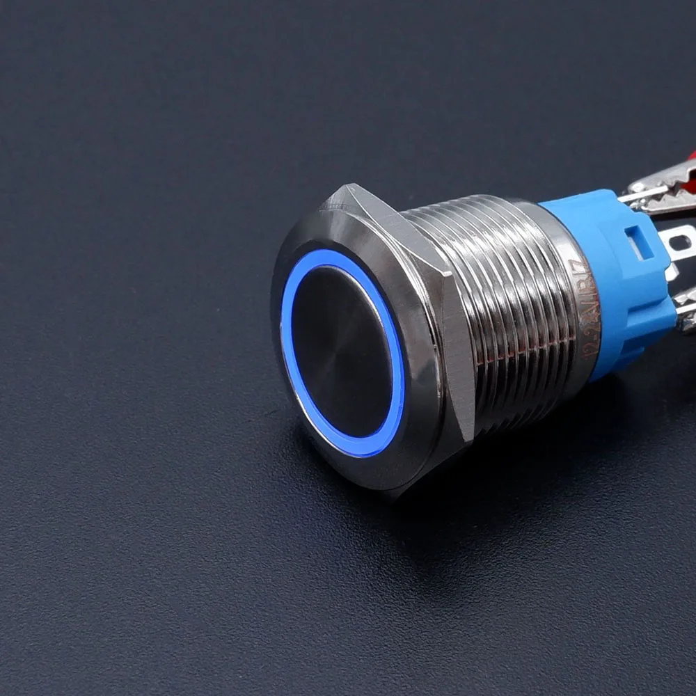 

Металлический кнопочный переключатель 16/19/22 мм 12/24В/220В с подсветкой красный/синий/зеленый