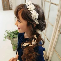 lace pearl flower hair bands ribbon headbands birthday wedding hair accessories newborn toddler kids white bandana scrunchies