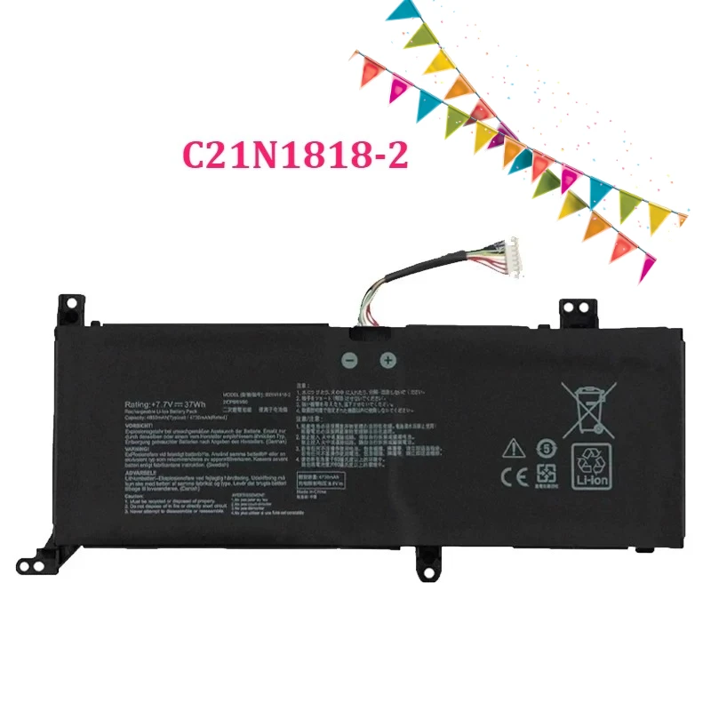 Фото Новая батарея C21N1818 для ноутбуков ASUS Vivobook 15 V5000F V5000D V5000J Y5100U FL8600F X512F X512DA, 7.3V 4240mAh №4