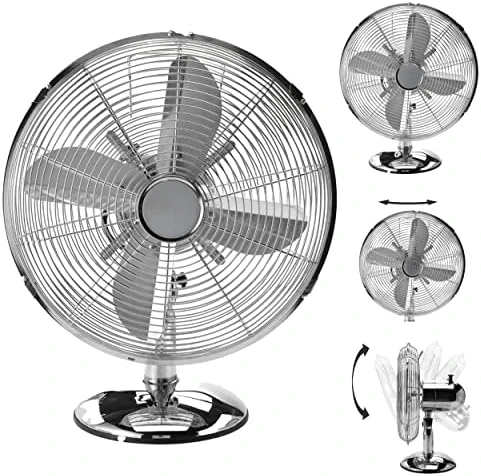 

Lightweight Small Vintage Metal Fan with 75° Oscillation and 3 Speeds - Ideal Fan for Desk, Office, Bedroom, or Retro Room Decor