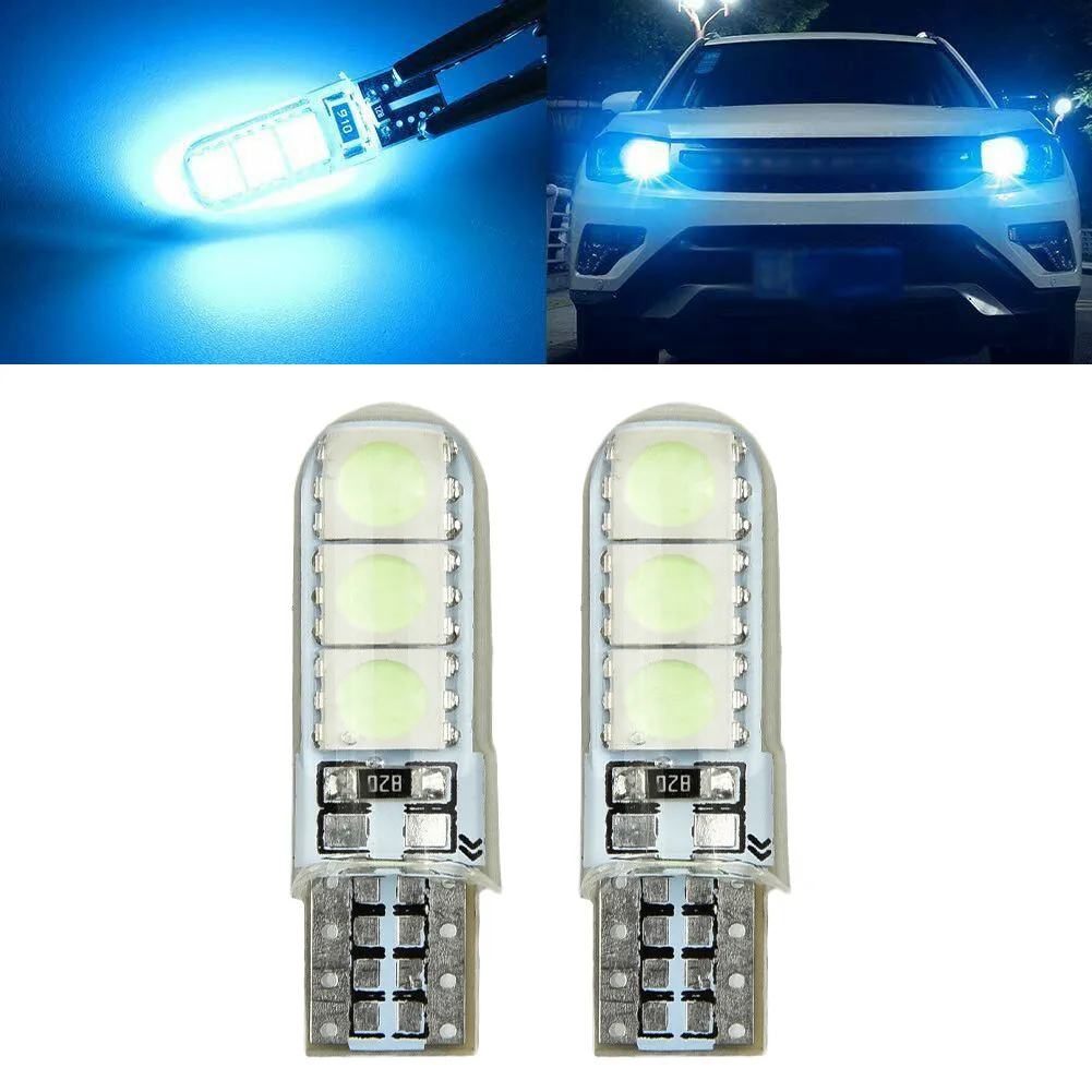 

2pcs Car LED T10 5050 6SMD Width Indicator Light Trunk License Plate Light Ice Blue/blue Wedge Headlight/Sidelight/Number Plate