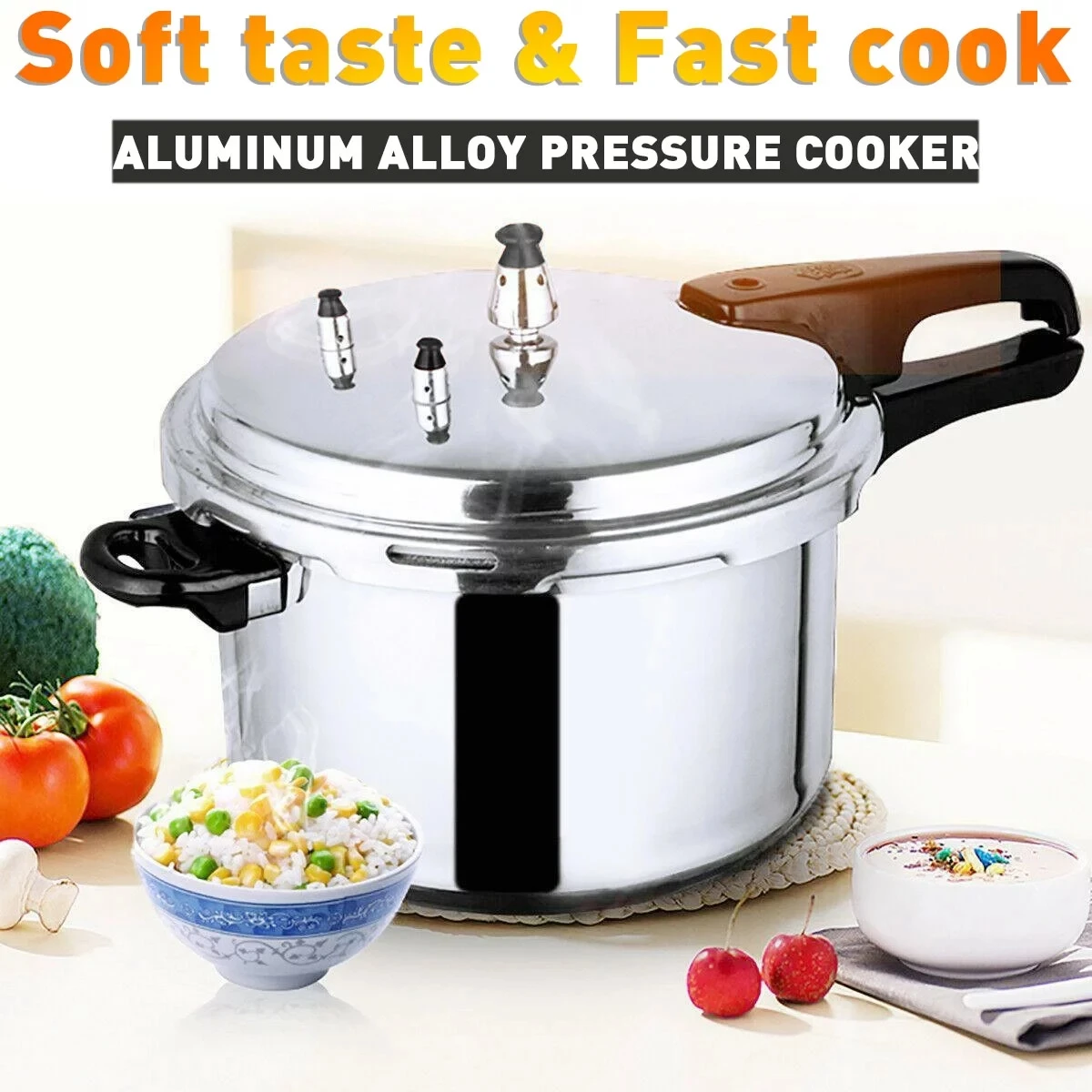 

Aluminum Alloy Pressure Cooker Cookware Kitchen 3/4/5L Large Capacity Gas Stove Fast Cooking Foods Camping Supplies Equipment