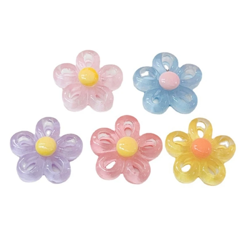 

23x23mm 5 Color Resin Flower Charm Pendants For Jewelry Making Accessories