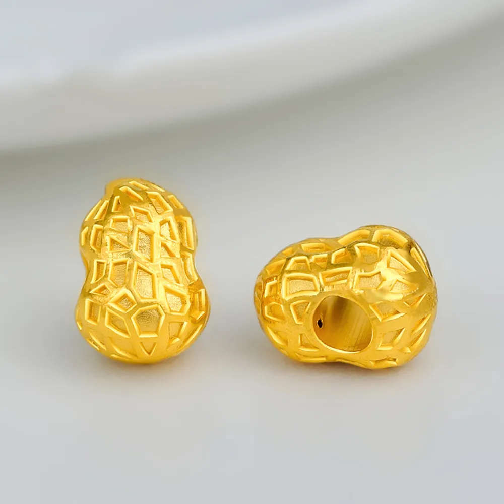 

Pure 999 24K Yellow Gold Men Women Peanut Bead Bracelet 0.7-0.9g