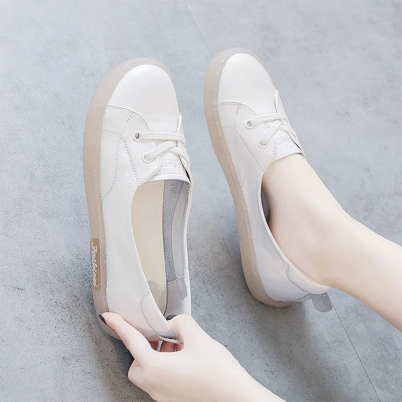 Spring Autumn New Women Shoes Oxfords Genuine Leather Flats Shoes Woman Fashion Sneakers Soft Bottom Ladies Shoes High Quality