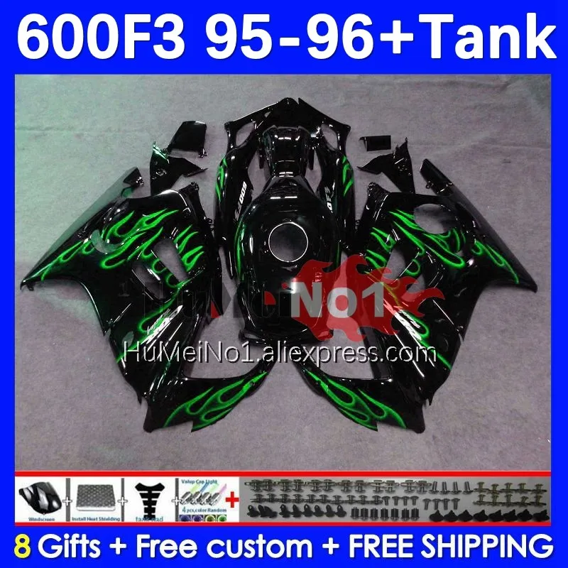 

Body +Tank For HONDA CBR600 F3 FS 600CC CBR600FS 95-96 2No.255 green flames CBR 600F3 600 F3 CC CBR600F3 1995 1996 95 96 Fairing