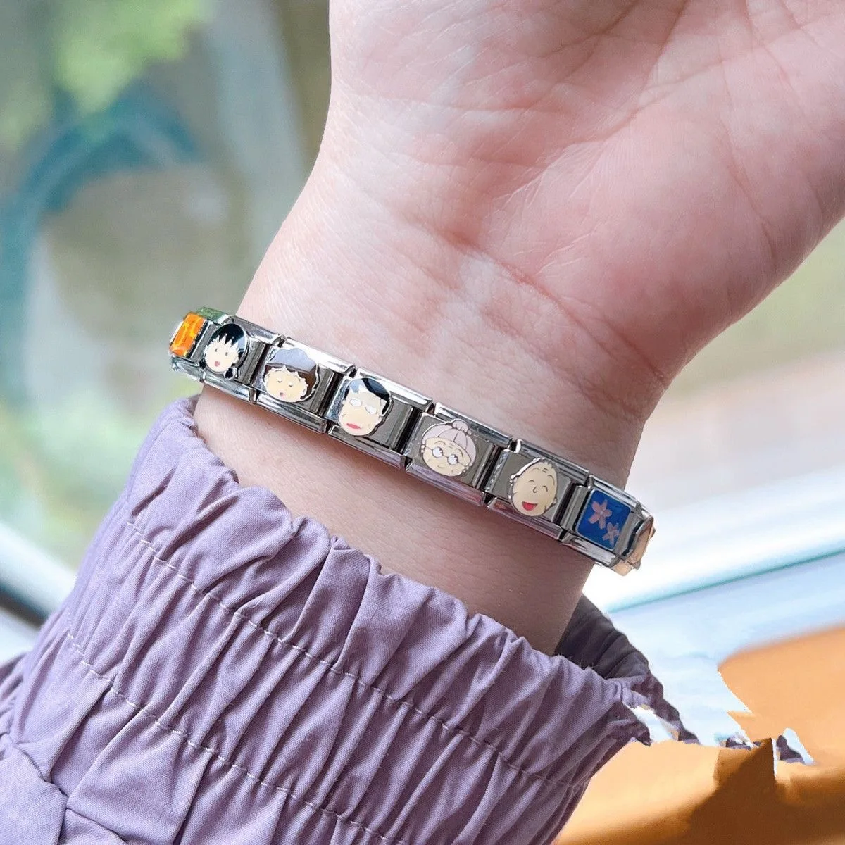 

Anime Figures Charm Bracelet Italian Modular Bracelet Kawaii 18 Links Women Wrist Punk Style Stainless Steel Bracelet Girl Gifts