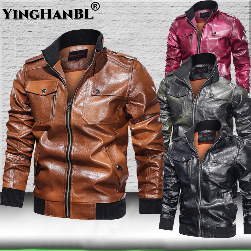 

Male Business Autumn Winter Faux Fur Jackets Thick Fleece Windproof Slim Fit Leather Jacket Men Coats PU Casual Motorcycle Biker