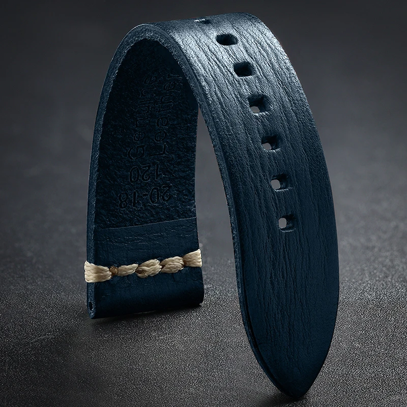 High Quality Handmade 20mm 22mm Strap Tanned Leather Retro Fashion Trend Thick Strap Replacement Men's Belt Watches Accessories