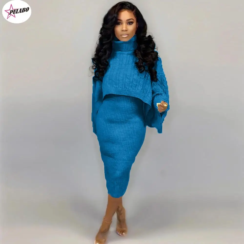 Сексуальный комплект из двух предметов мини-юбка укороченный топ свитер с