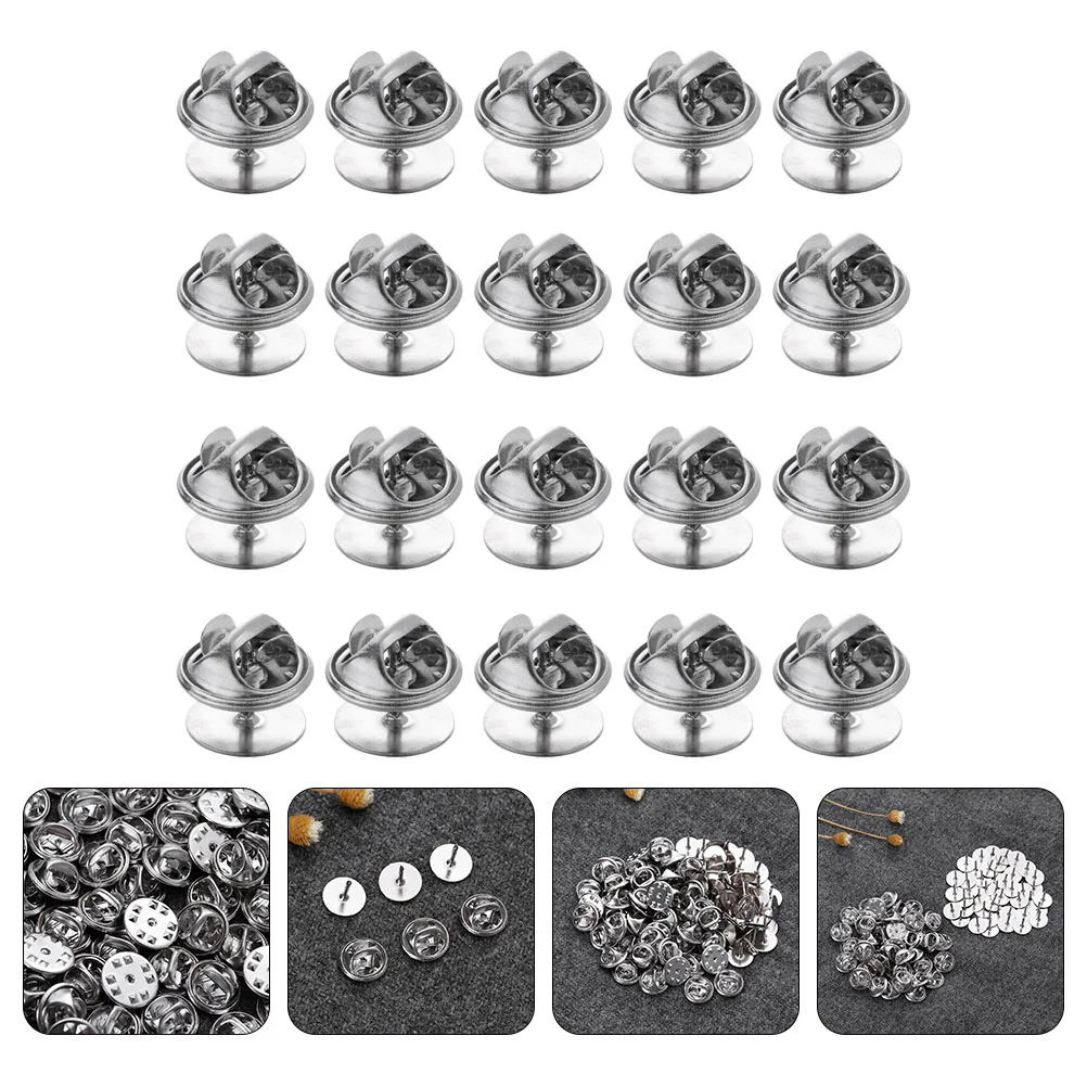 

150 Sets Plastic Backpack Butterfly Hat Brooch Keepers Pin Needle Metal Caps Clutch Badges Backing Clasp Backs