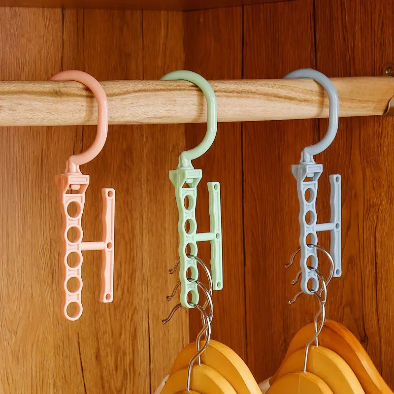 

5 Holes Rotary Hanger with Handle Closet Sorting Drying Racks Buckle Hanger Useful Space Saver Clothes Storage Ties Hooks