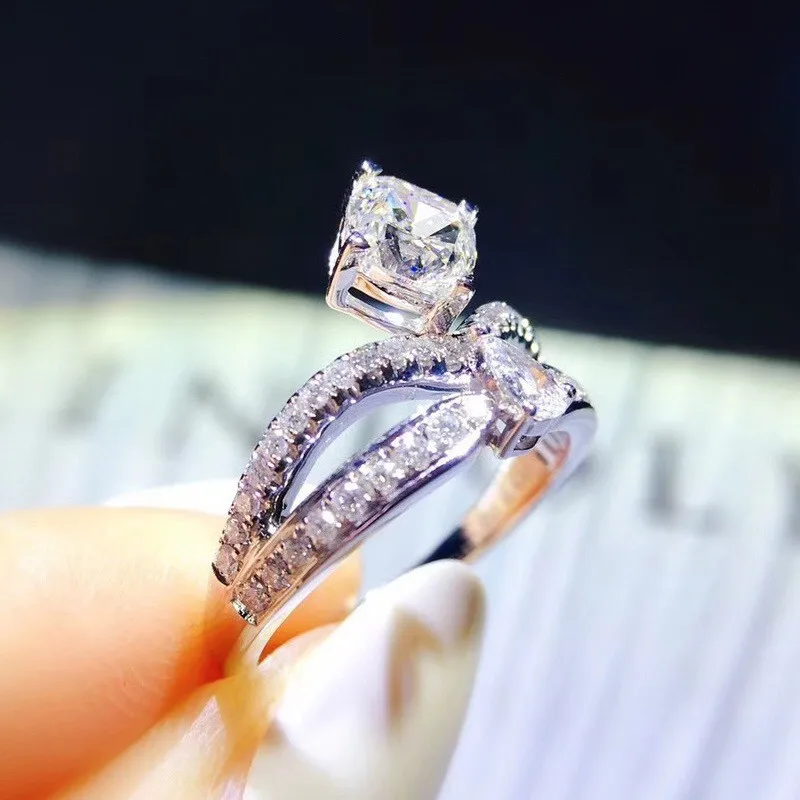 

Milan Girl Crown Water Drop Square Carat Diamond Ring Open Ring New Princess Square Diamond Copper Inlaid Zircon High-grade Ring