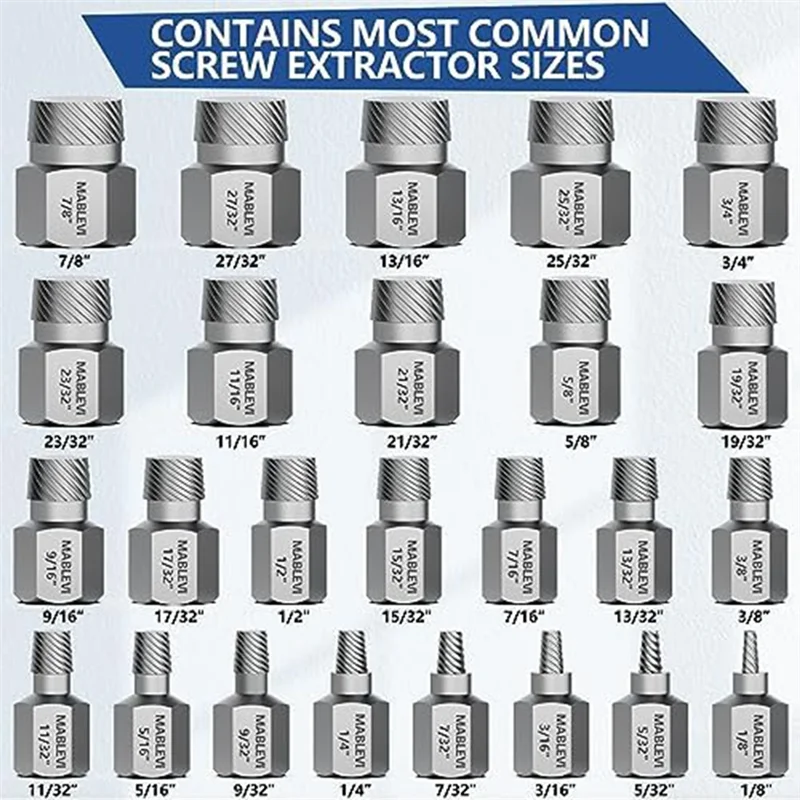 Набор экстракторов винтов 2-в-1 25 шт. набор болтов с двойной головкой 3/8 дюйма для