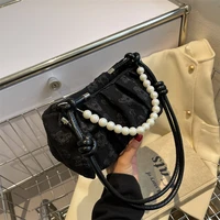 2022 new pearl chain bags for women bow knot shoulder bag luxury designer handbag purses pearl crossbody bag lipstick bag bolsos