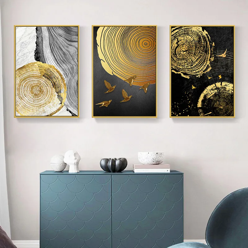 

Abstract Golden Annual Ring Creative Fashion Atmosphere Poster Home Decoration HD Inkjet Art Frameless Printing Painting Core
