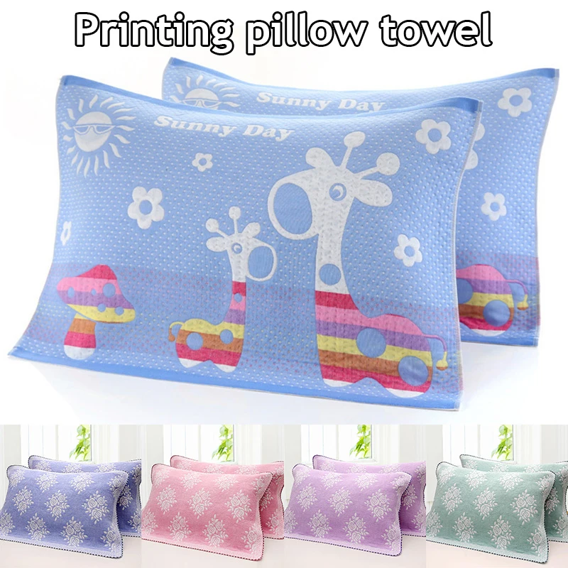 

Трехслойное Марлевое и Хлопковое полотенце для подушек, утолщенное полотенце с цветочным принтом и животным, легко моющееся полотенце прот...