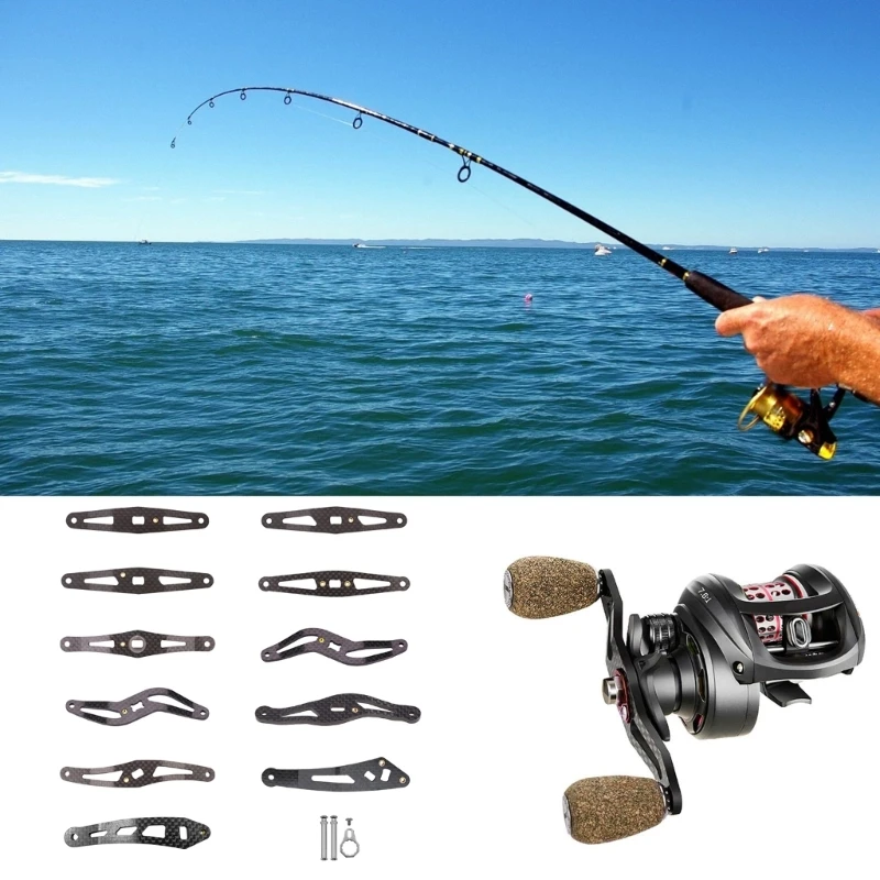 

H8WC Replacement Fishing Reel Carbon Fiber Reel Handle DIY Baitcasting Trolling Reel Fishing Tackle Tool