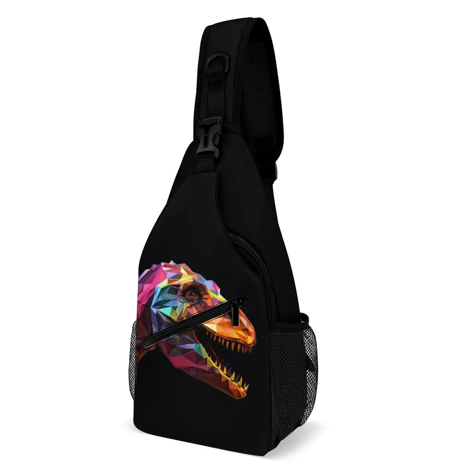 

Dinosaur Shoulder Bags Geometric Paper Art Outdoor Style Chest Bag Boy Trekking Graphic Sling Bag Vintage Phone Crossbody Bags