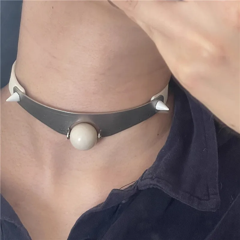 Новинка 2023 оригинальное ожерелье в стиле рок/панк для девушек кожаное с камнями и