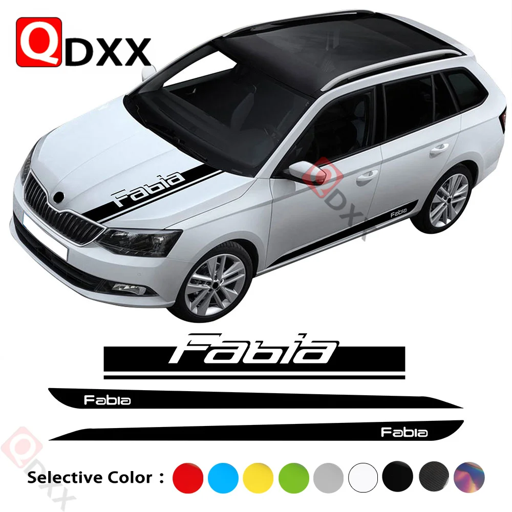 

Racing Sport Car Hood Decal Body Graphics Vinyl Side Stripes Skirt Sticker for Skoda Fabia MK3 MK4 2015-On 2021 Accessories