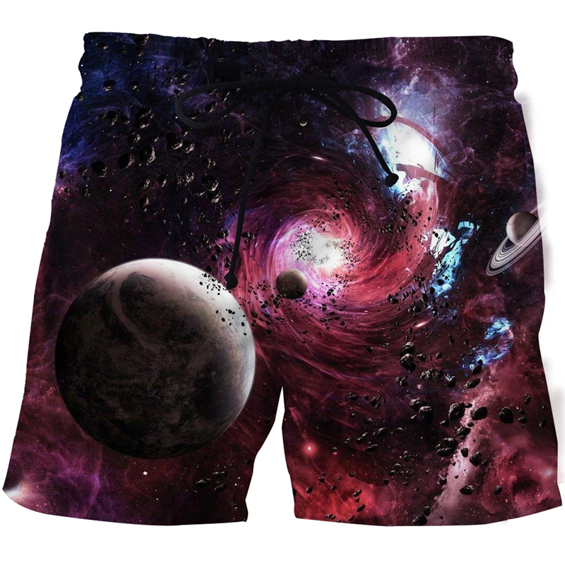 

Universe The Milky Way Galaxy Starry Sky Cool Graphic Print 3D Mens Shorts Summer Fashion Harajuku Handsome Pants Casual Shorts