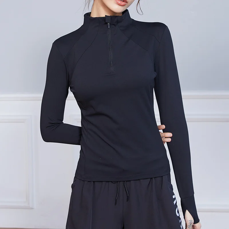 Women Long Sleeve 1/4 Zip Yoga Shirt Top Workout Gym Sweatshirt Sport Quick Dry Mesh Nylon Spandex Running T Shirt Active Wear