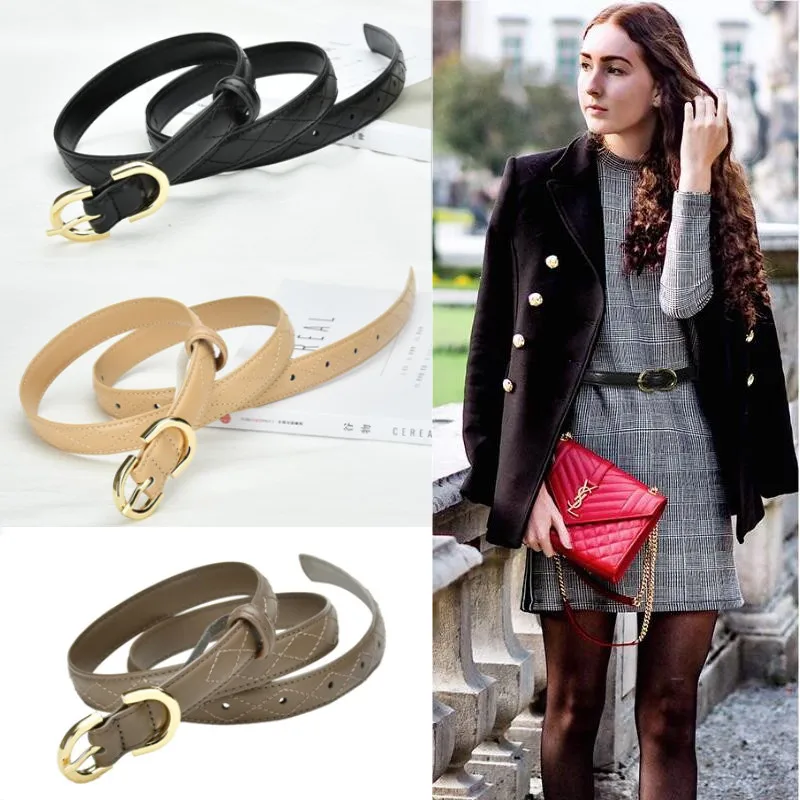 

Women Genuine Leather Belt Designer Luxury Metal Belt Buckle Waistband Female Strap Casual All-match Ladies Adjustable Belts
