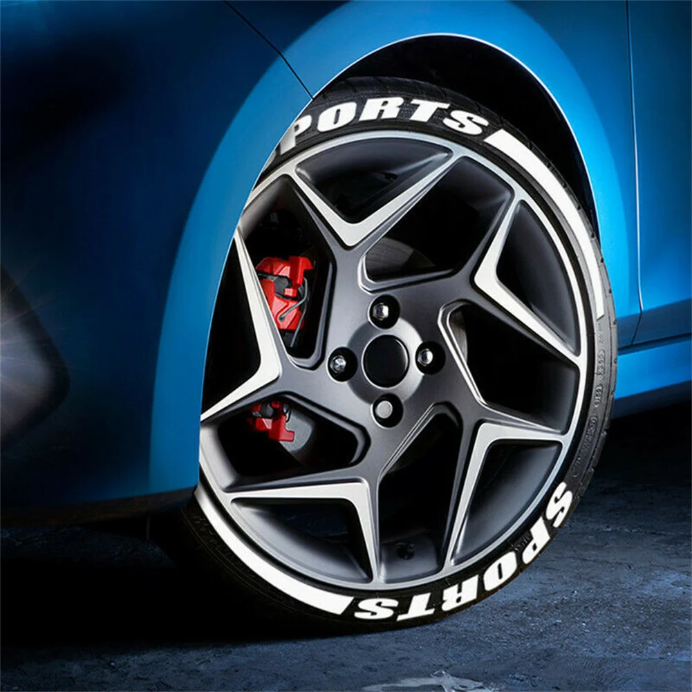 

8 Sets SPORTS Tire Lettering Sticker Reflective Letters 1.06'' 14''-22'' Glow Car Accessories High-quality Wheel Trim Stickers
