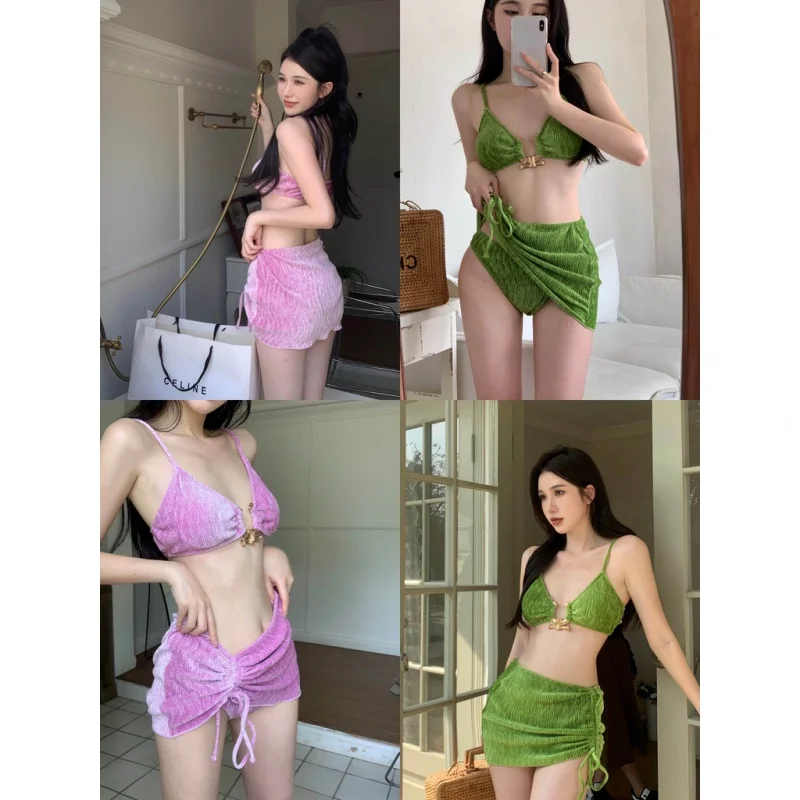 

Европейско-американская сексуальная горячая девушка металлическая пряжка слинг жилет пляжный курортный костюм из трех частей (заказывать отдельно)